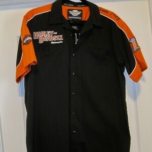 Harley-Davidson Mens Medium Button Up Embroidered Shirt Brand New